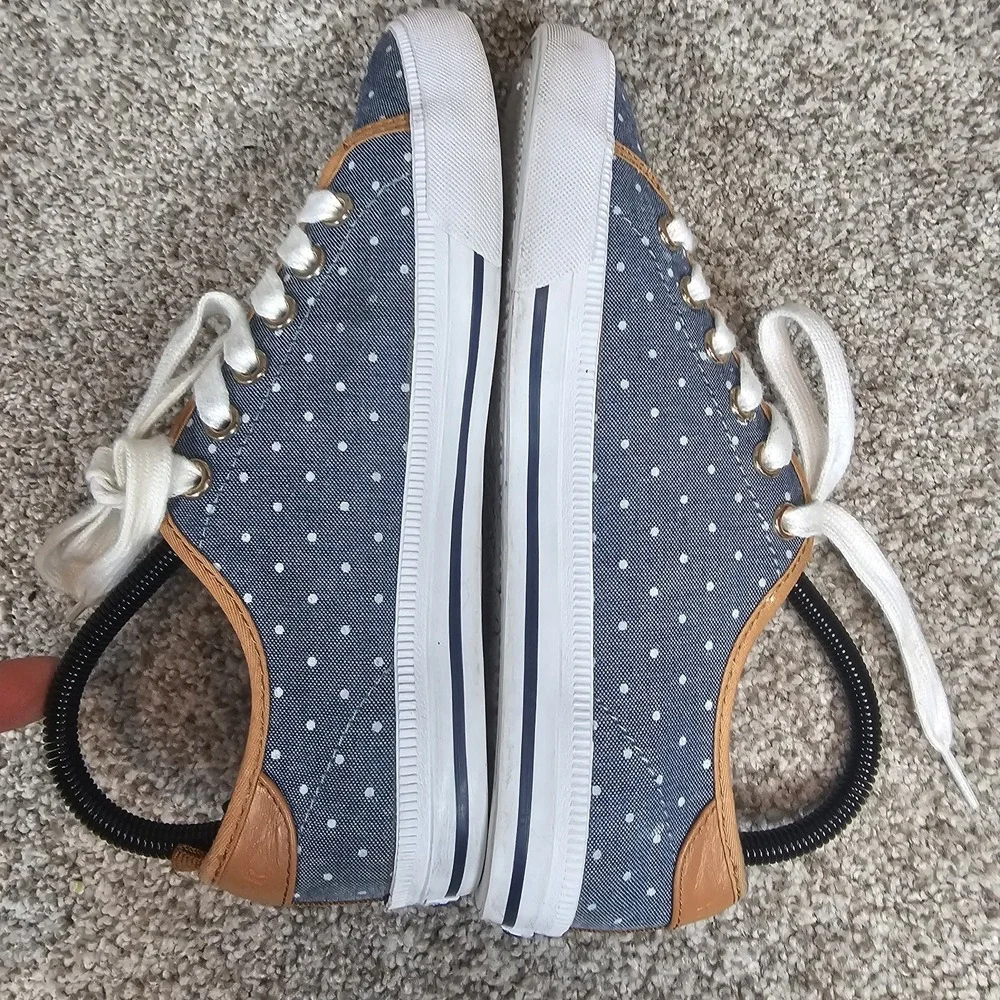 TOMMY HILFIGER Twalovie Casual Sneakers Women's 7 M Blue Polkadots Denim Shoes